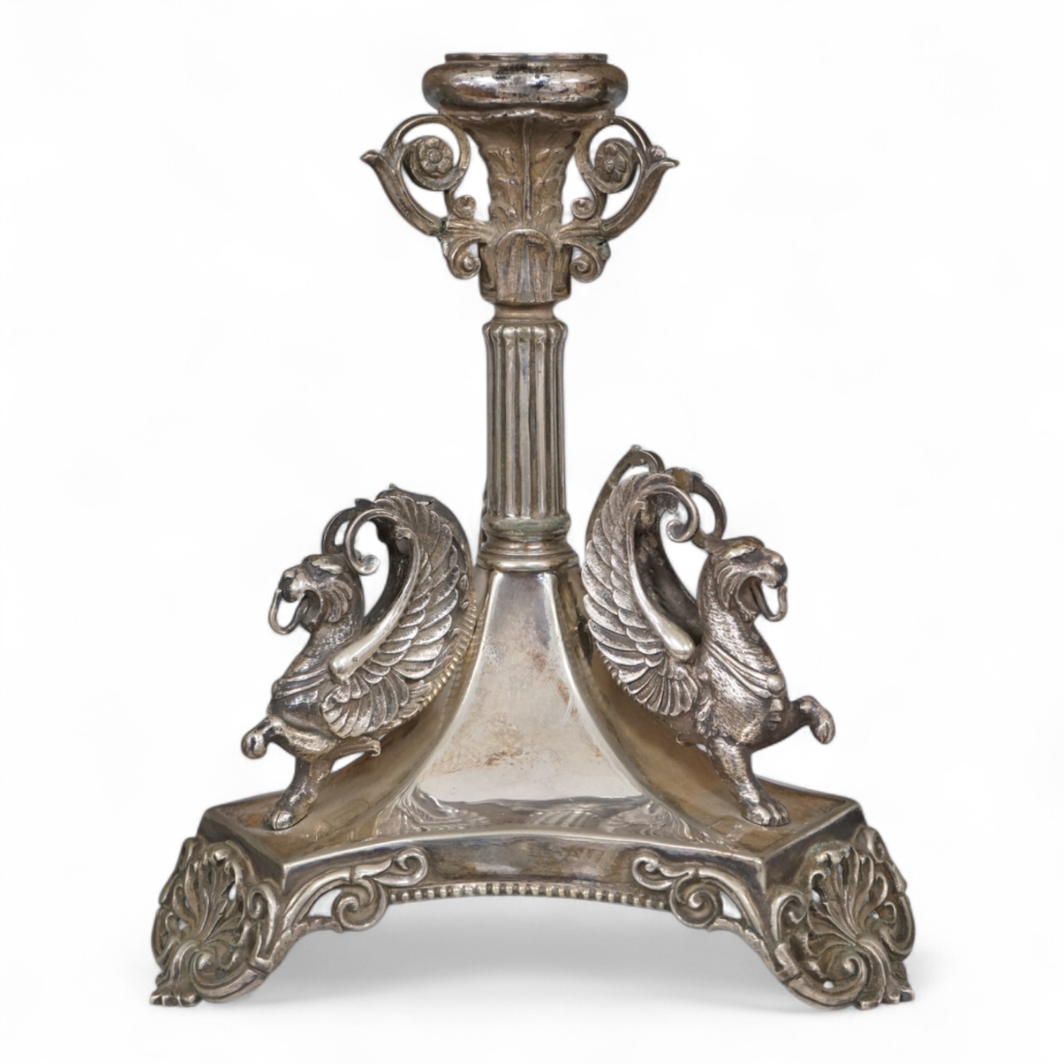 A Victorian silver-plated centrepiece candlestick, 21.5cm